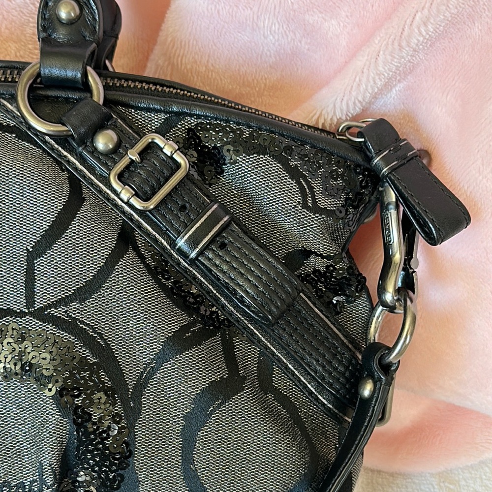 Coach Madison Sequin Op Art Sophia Satchel handbag - Picture 7 of 13